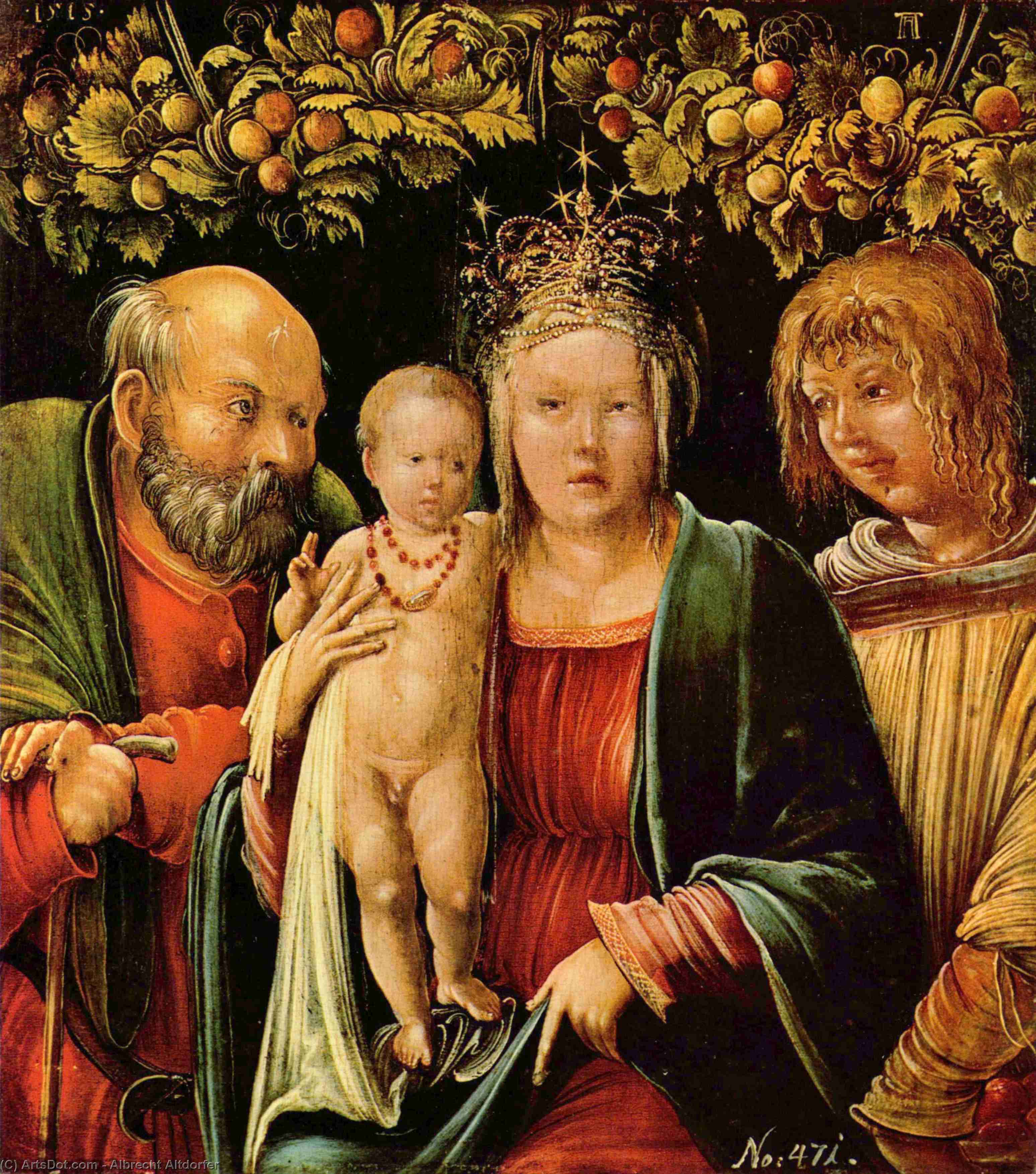 Wikoo.org - موسوعة الفنون الجميلة - اللوحة، العمل الفني Albrecht Altdorfer - Holy Family with an Angel