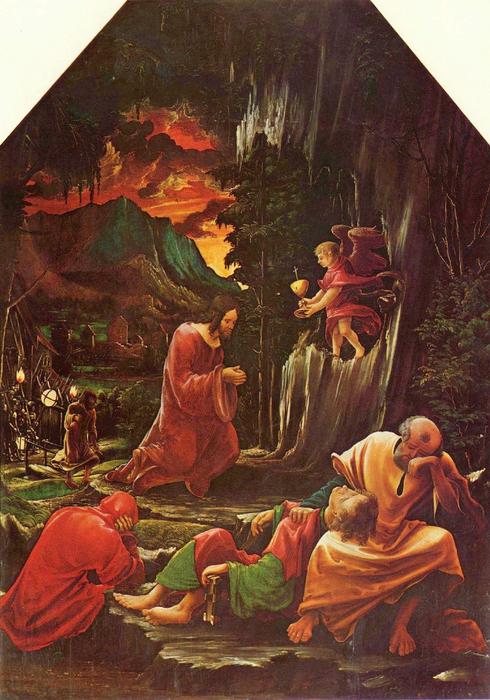 Wikioo.org - The Encyclopedia of Fine Arts - Painting, Artwork by Albrecht Altdorfer - Sebastian altar of the Augustinian Abbey of St. Florian near Linz, left hand inner wing to the Passion of Christ, scenes, top left - Christ on the Mount of Olives