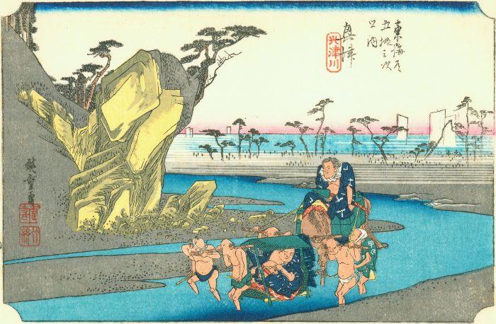 WikiOO.org - 百科事典 - 絵画、アートワーク Ando Hiroshige - 第17ステーション、興津