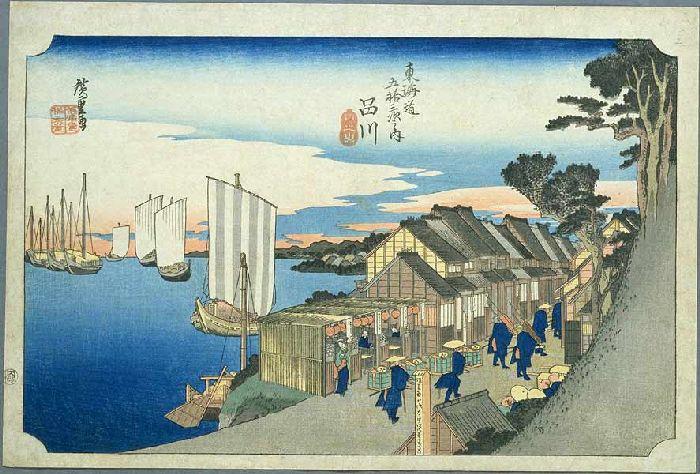 Wikioo.org - The Encyclopedia of Fine Arts - Painting, Artwork by Ando Hiroshige - 1st station, Shinagawa