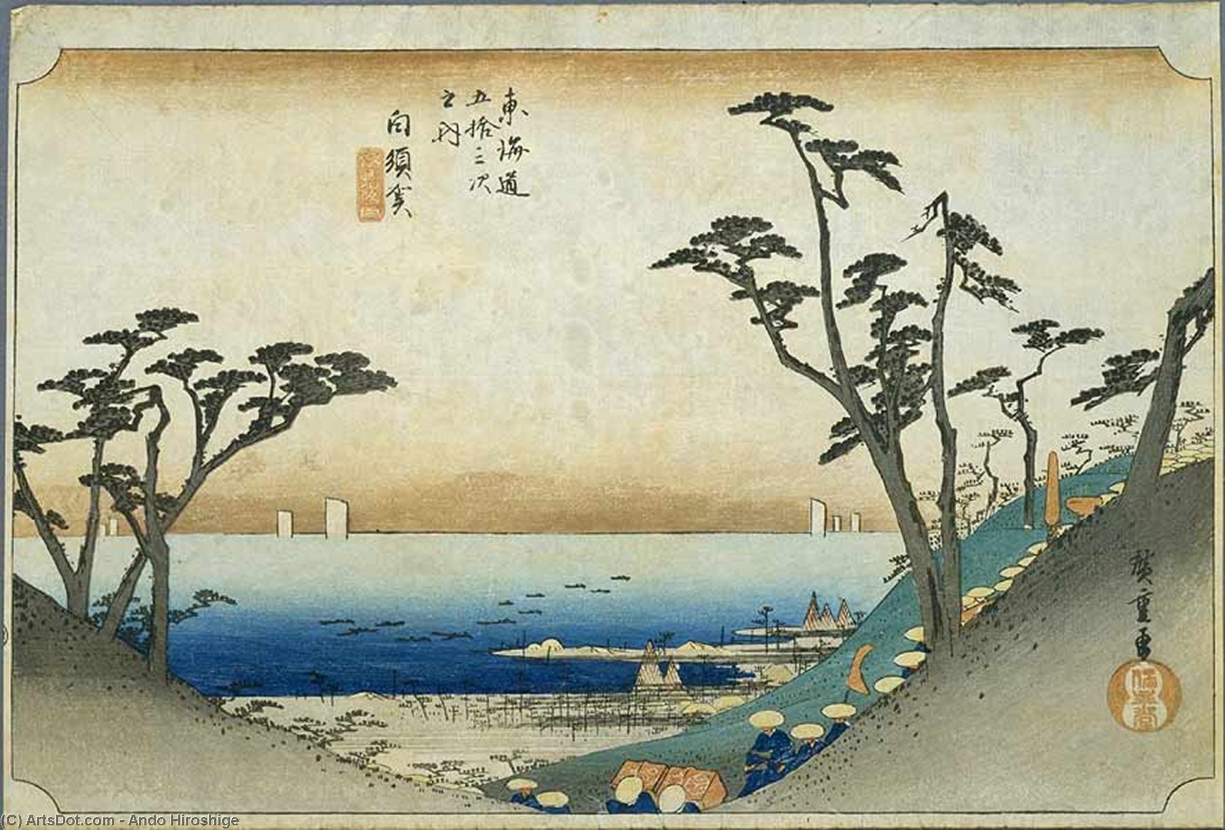 WikiOO.org - אנציקלופדיה לאמנויות יפות - ציור, יצירות אמנות Ando Hiroshige - 32nd station, Shirasuka