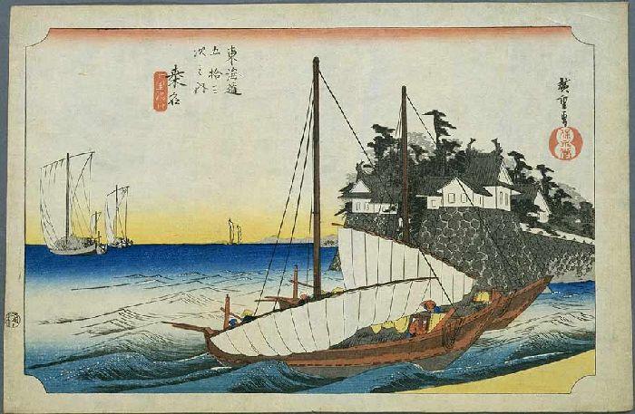Wikoo.org - موسوعة الفنون الجميلة - اللوحة، العمل الفني Ando Hiroshige - 42nd station, Kuwana