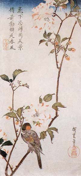 Wikoo.org - موسوعة الفنون الجميلة - اللوحة، العمل الفني Ando Hiroshige - Aronia and Bullfinch