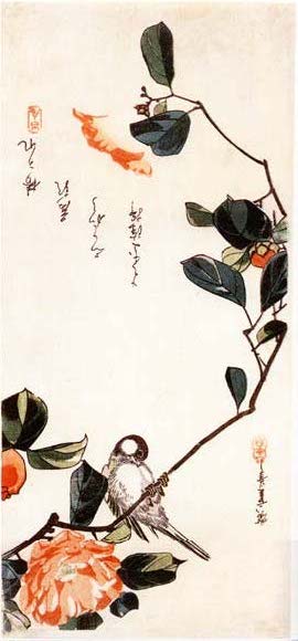 WikiOO.org - Encyclopedia of Fine Arts - Målning, konstverk Ando Hiroshige - Camellia and Bird