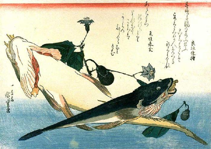 WikiOO.org - Εγκυκλοπαίδεια Καλών Τεχνών - Ζωγραφική, έργα τέχνης Ando Hiroshige - Two Flatheads and Eggplant