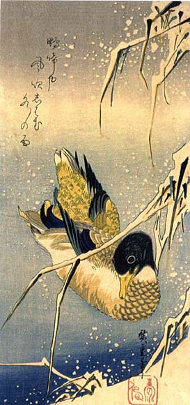 WikiOO.org - Encyclopedia of Fine Arts - Festés, Grafika Ando Hiroshige - Wild Duck in Snow