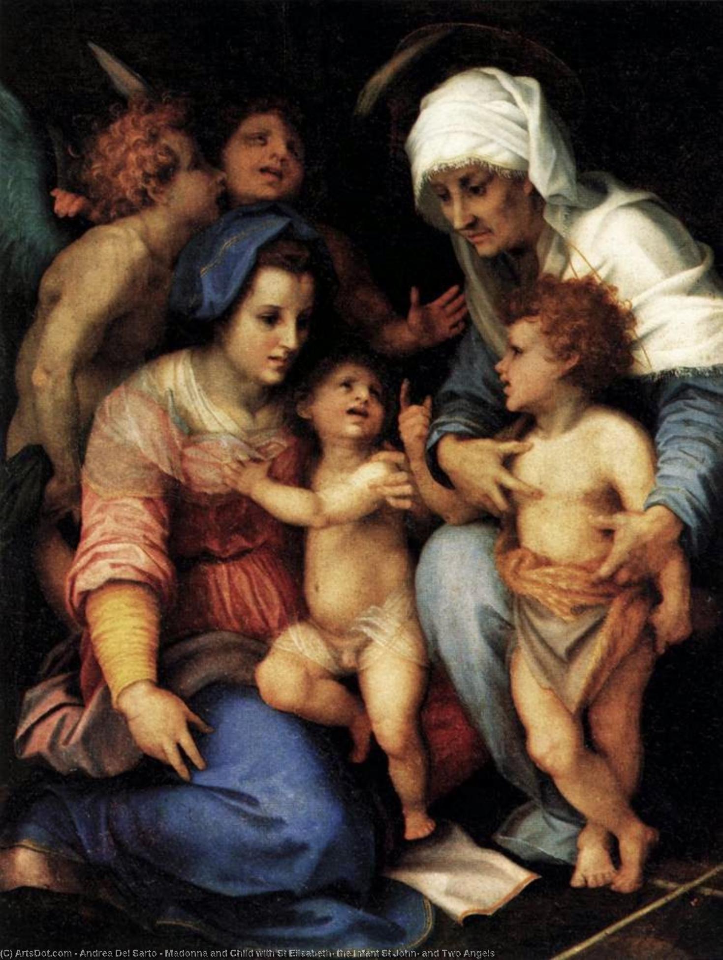 Wikioo.org - The Encyclopedia of Fine Arts - Painting, Artwork by Andrea Del Sarto - Madonna and Child with St Elisabeth, the Infant St John, and Two Angels