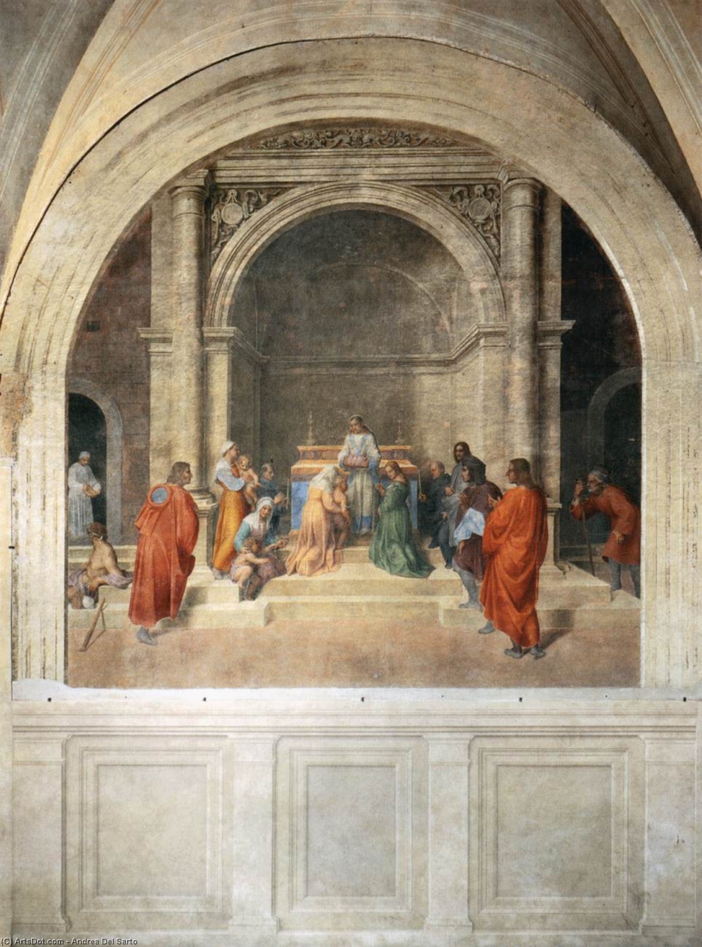 WikiOO.org - Encyclopedia of Fine Arts - Lukisan, Artwork Andrea Del Sarto - Miraculous Cure by Relics of Filippo Benizzi
