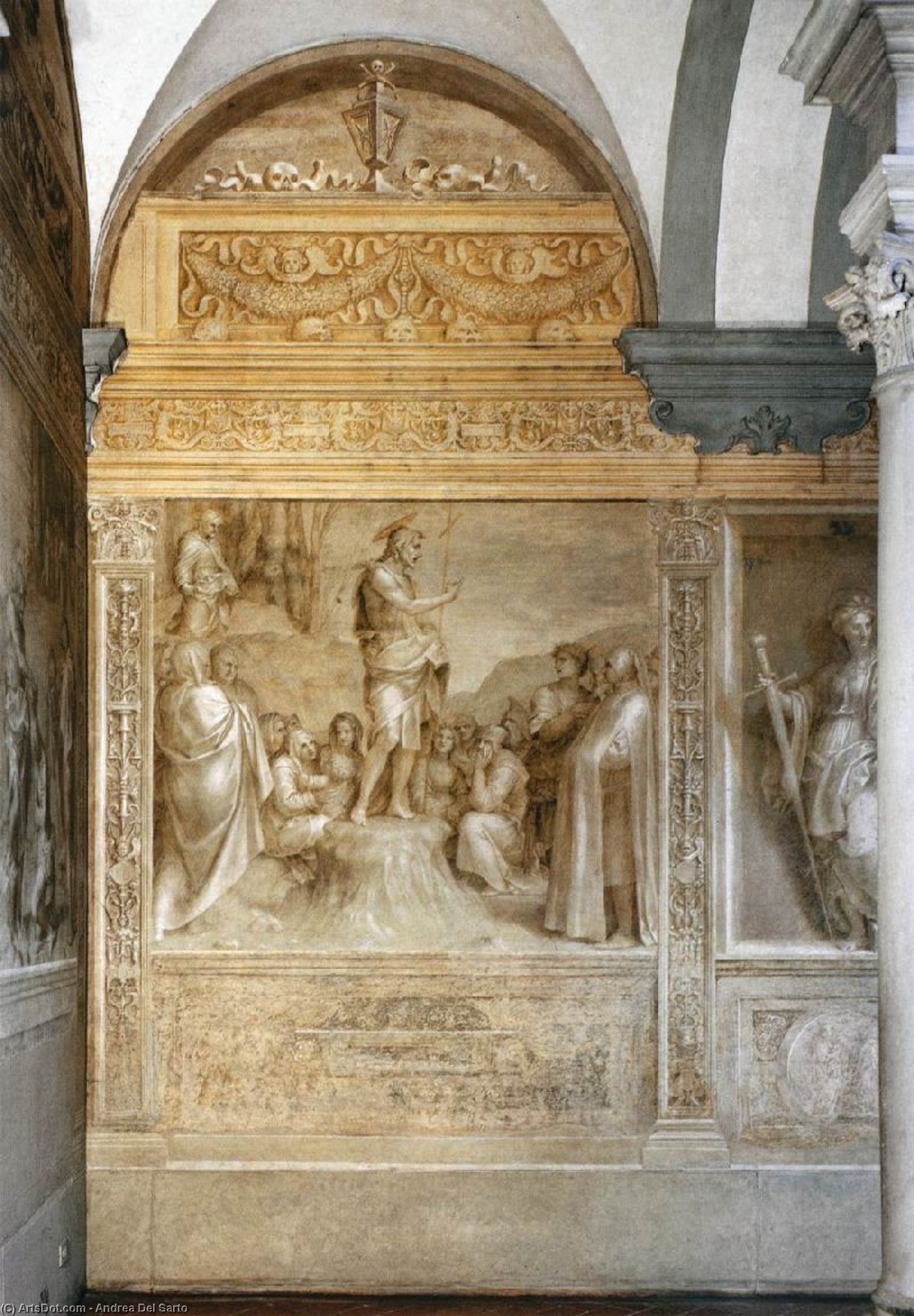 Wikioo.org - The Encyclopedia of Fine Arts - Painting, Artwork by Andrea Del Sarto - The Sermon of John the Baptist