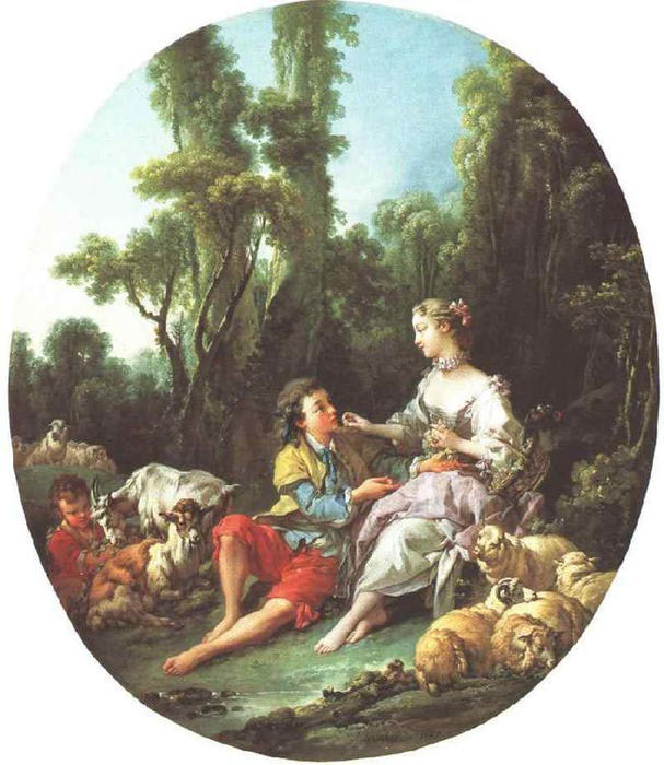 Wikioo.org - The Encyclopedia of Fine Arts - Painting, Artwork by François Boucher - Are They Thinking About the Grape