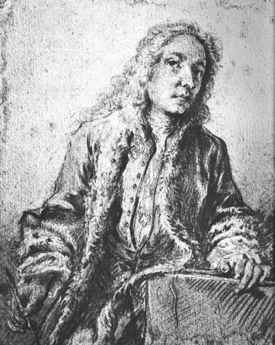 Wikioo.org - The Encyclopedia of Fine Arts - Painting, Artwork by François Boucher - Drawing after a lost Self Portrait of Watteau