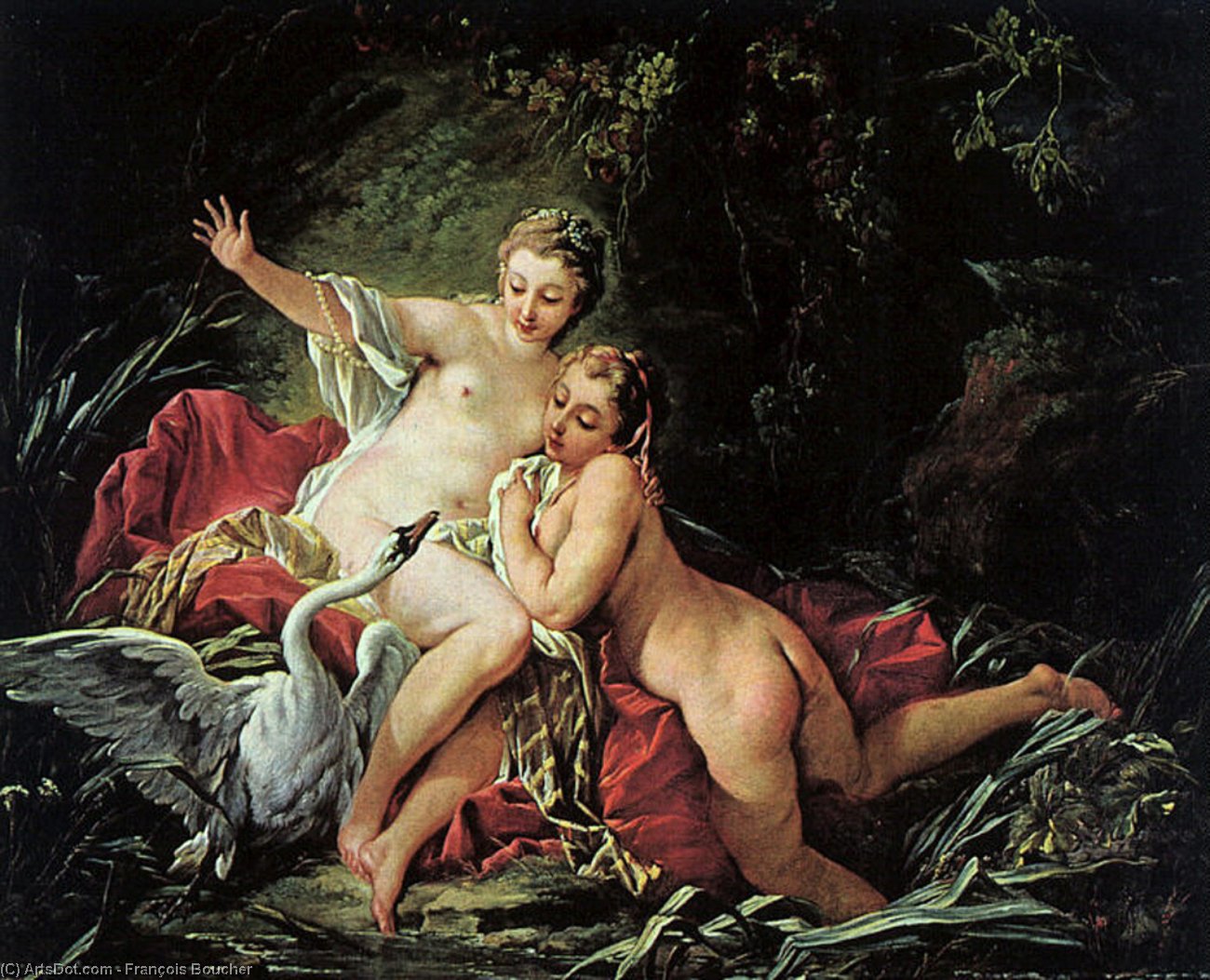 Wikioo.org - The Encyclopedia of Fine Arts - Painting, Artwork by François Boucher - Leda And The Swan