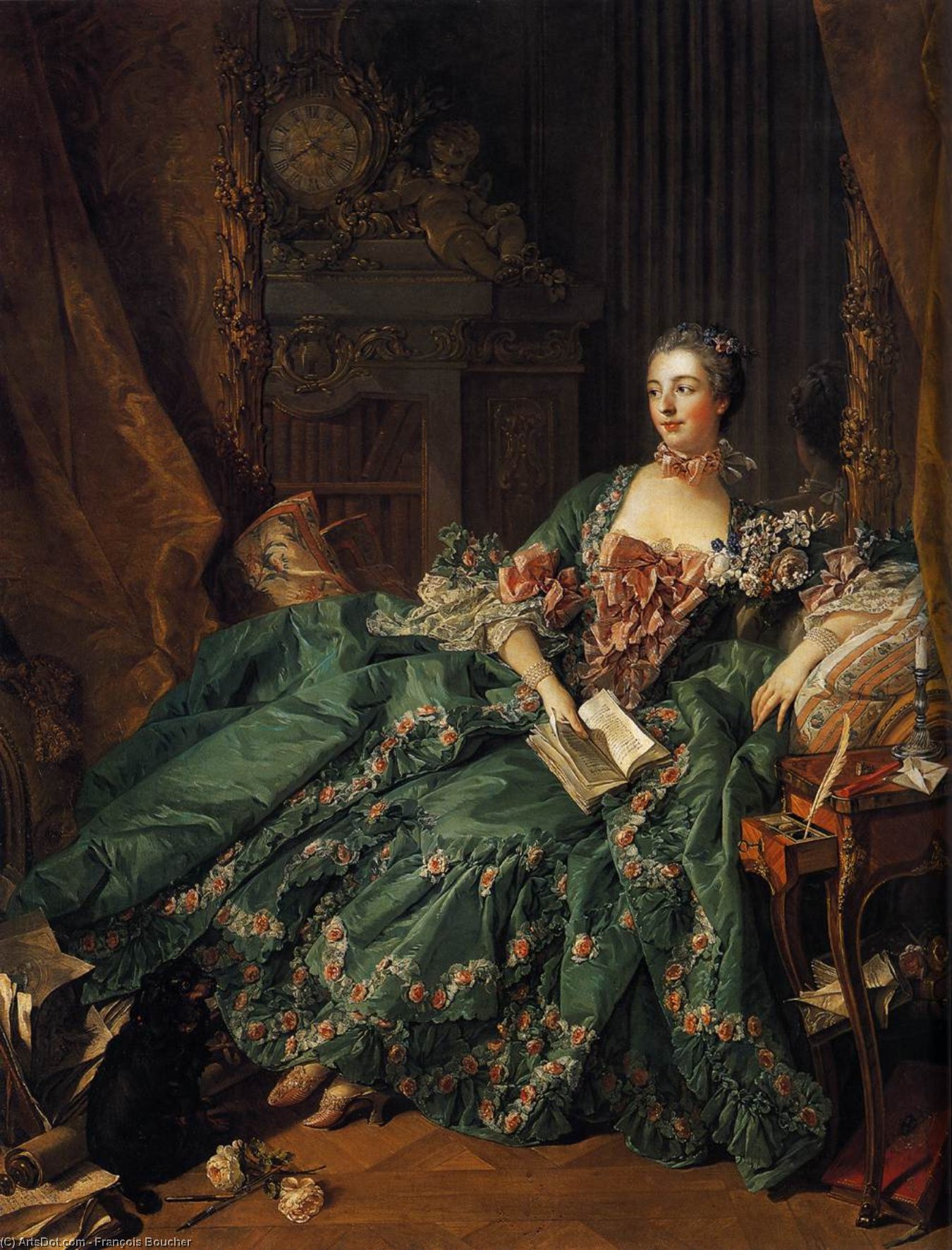 WikiOO.org - Encyclopedia of Fine Arts - Maleri, Artwork François Boucher - Portrait of Marquise de Pompadour