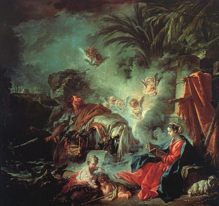 Wikioo.org - The Encyclopedia of Fine Arts - Painting, Artwork by François Boucher - The Rest On The Flight Into Egypt