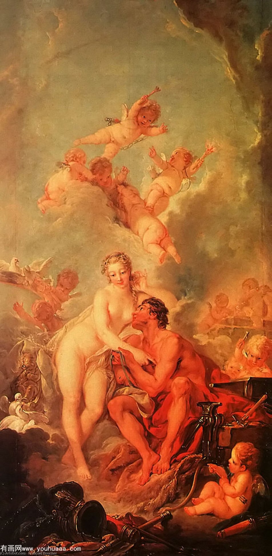 Wikioo.org - The Encyclopedia of Fine Arts - Painting, Artwork by François Boucher - The Visit Of Venus To Vulcan