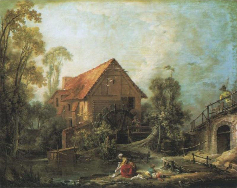 WikiOO.org - Εγκυκλοπαίδεια Καλών Τεχνών - Ζωγραφική, έργα τέχνης François Boucher - Watermill