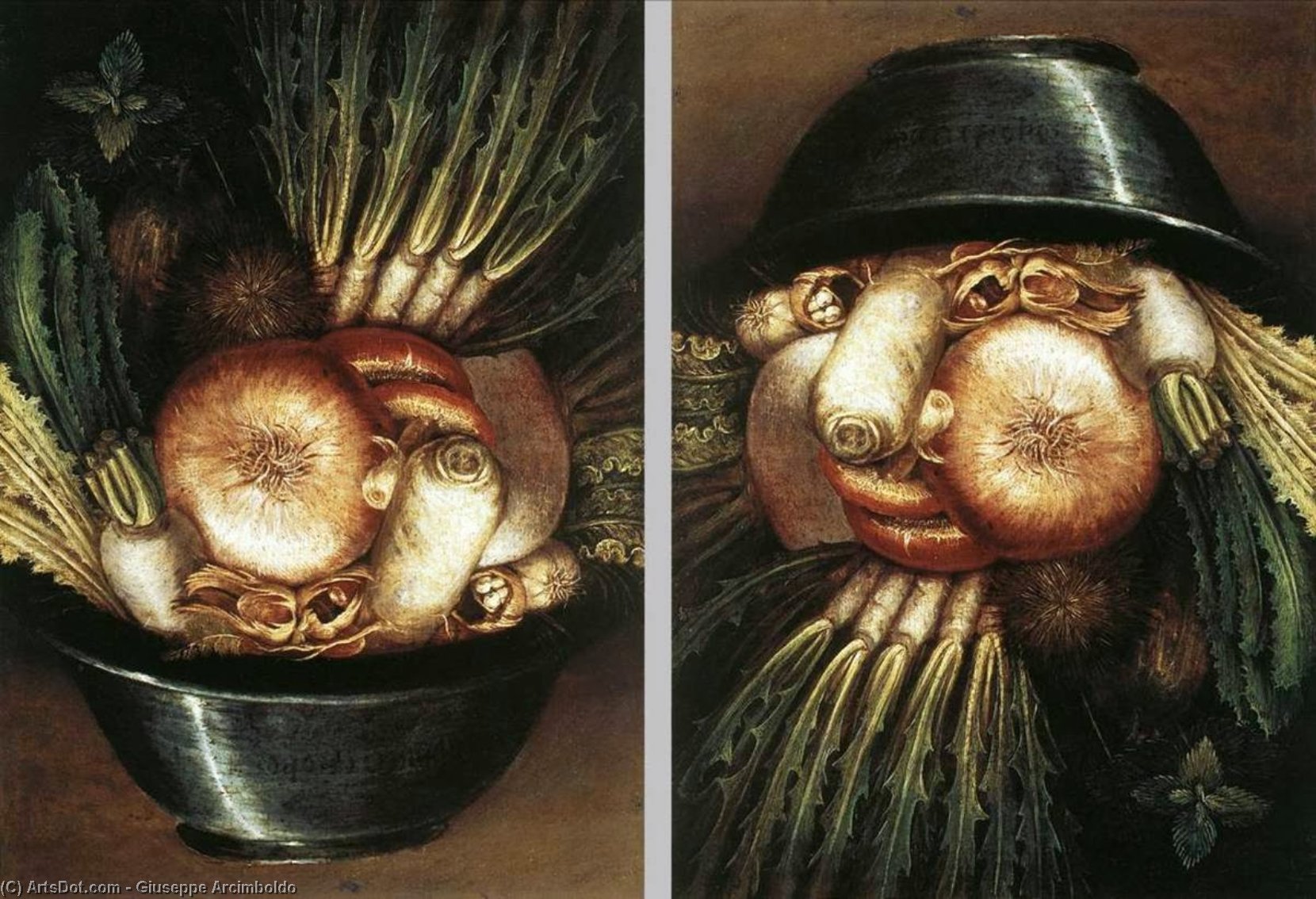 Wikioo.org - The Encyclopedia of Fine Arts - Painting, Artwork by Giuseppe Arcimboldo - Vegetables In A Bowl Or The Gardener