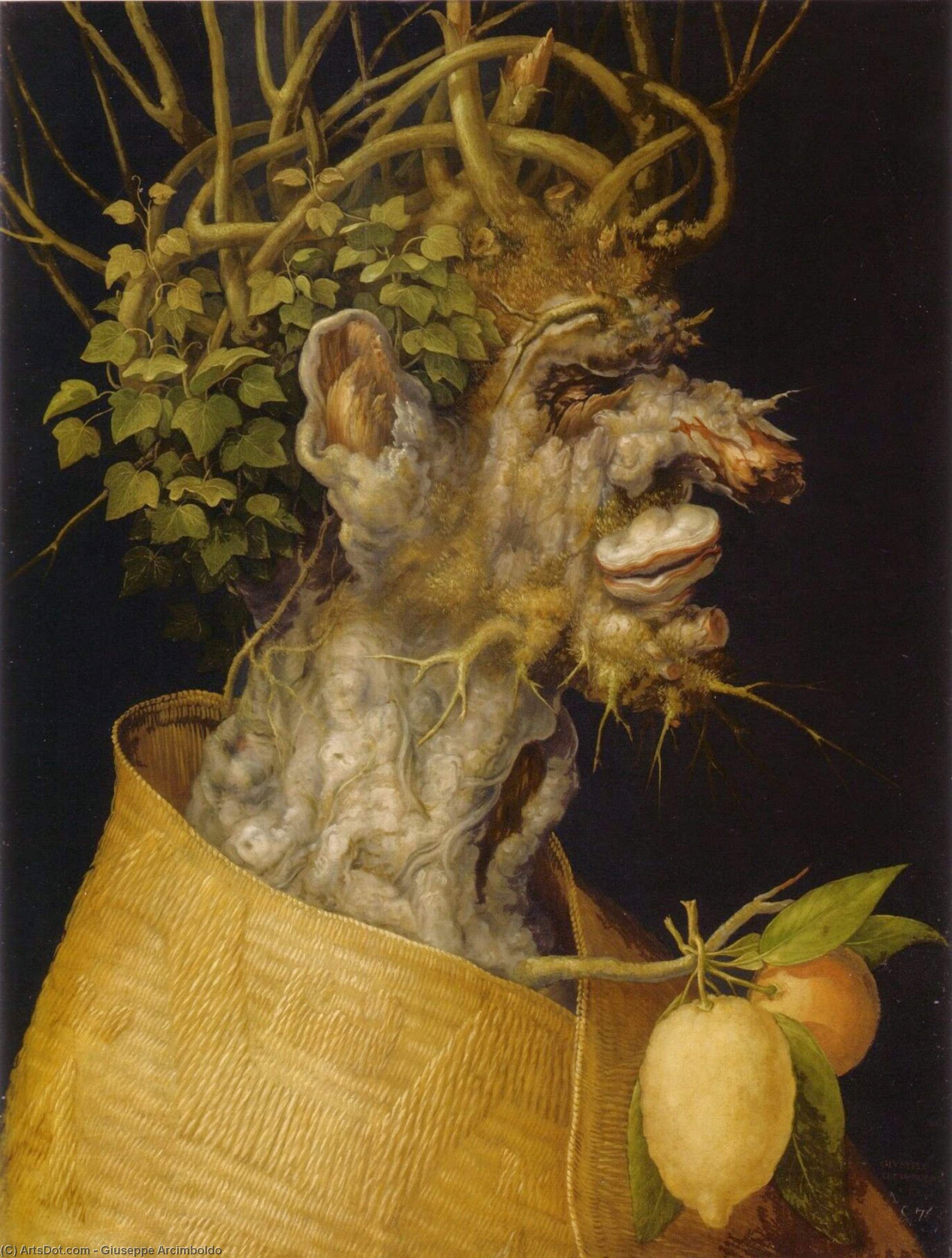 WikiOO.org - Енциклопедія образотворчого мистецтва - Живопис, Картини
 Giuseppe Arcimboldo - Winter (L'Inverno)