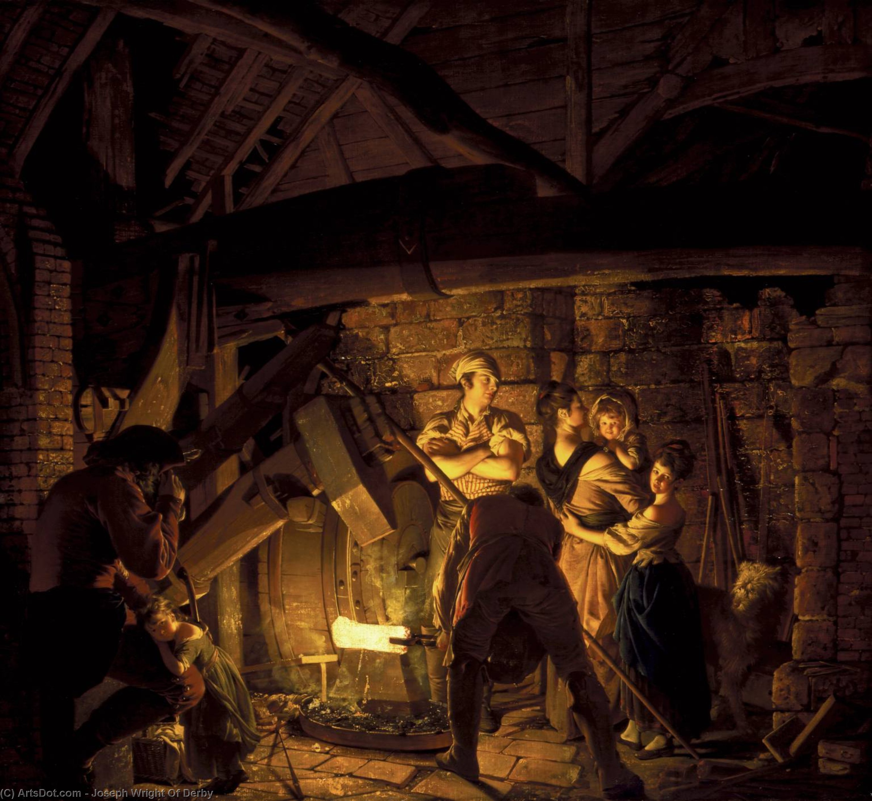 Wikioo.org - The Encyclopedia of Fine Arts - Painting, Artwork by Joseph Wright Of Derby - An Iron Forge