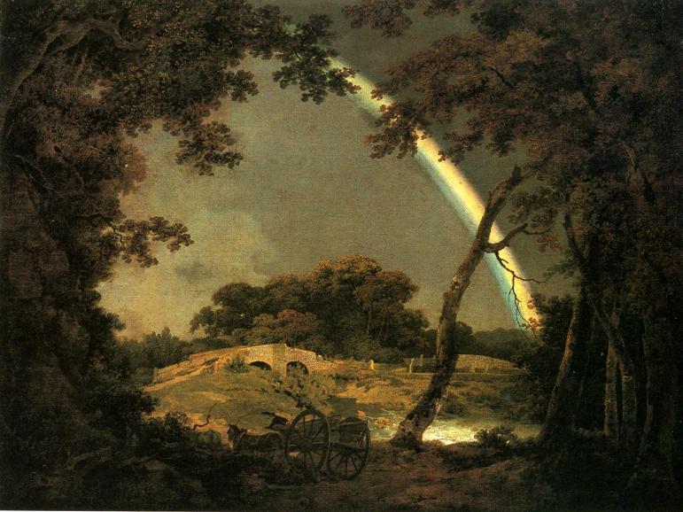 WikiOO.org - Güzel Sanatlar Ansiklopedisi - Resim, Resimler Joseph Wright Of Derby - Landscape with a Rainbow