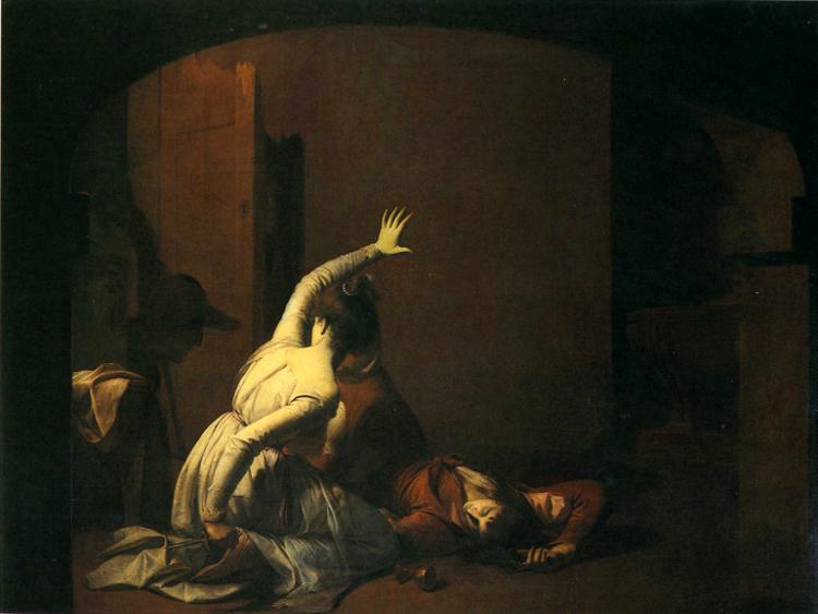 Wikioo.org - The Encyclopedia of Fine Arts - Painting, Artwork by Joseph Wright Of Derby - Romeo and Juliet. The Tomb Scene