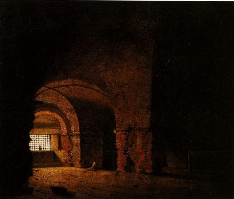 Wikioo.org - The Encyclopedia of Fine Arts - Painting, Artwork by Joseph Wright Of Derby - Small Prison Scene