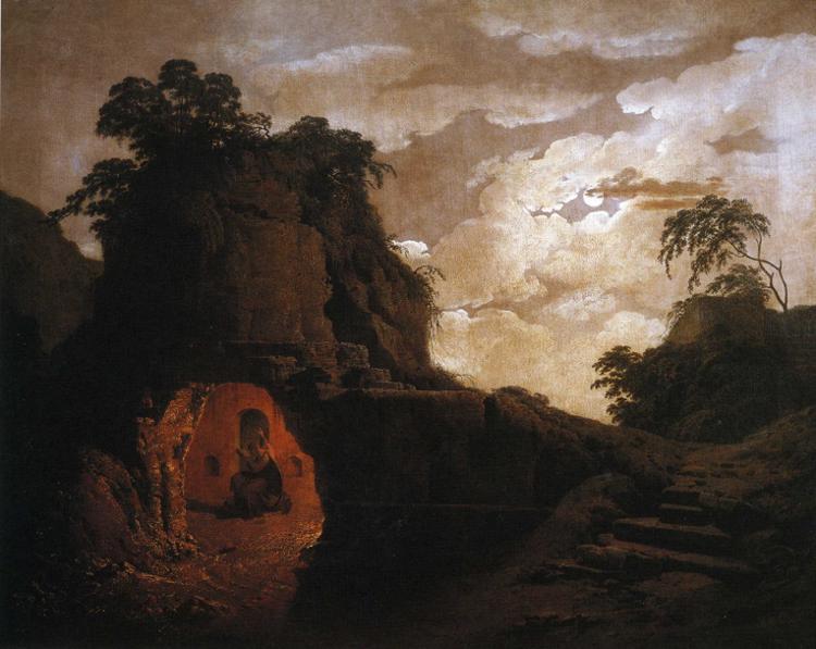 Wikioo.org - The Encyclopedia of Fine Arts - Painting, Artwork by Joseph Wright Of Derby - Virgil's Tomb, with the Figure of Silius Italicus