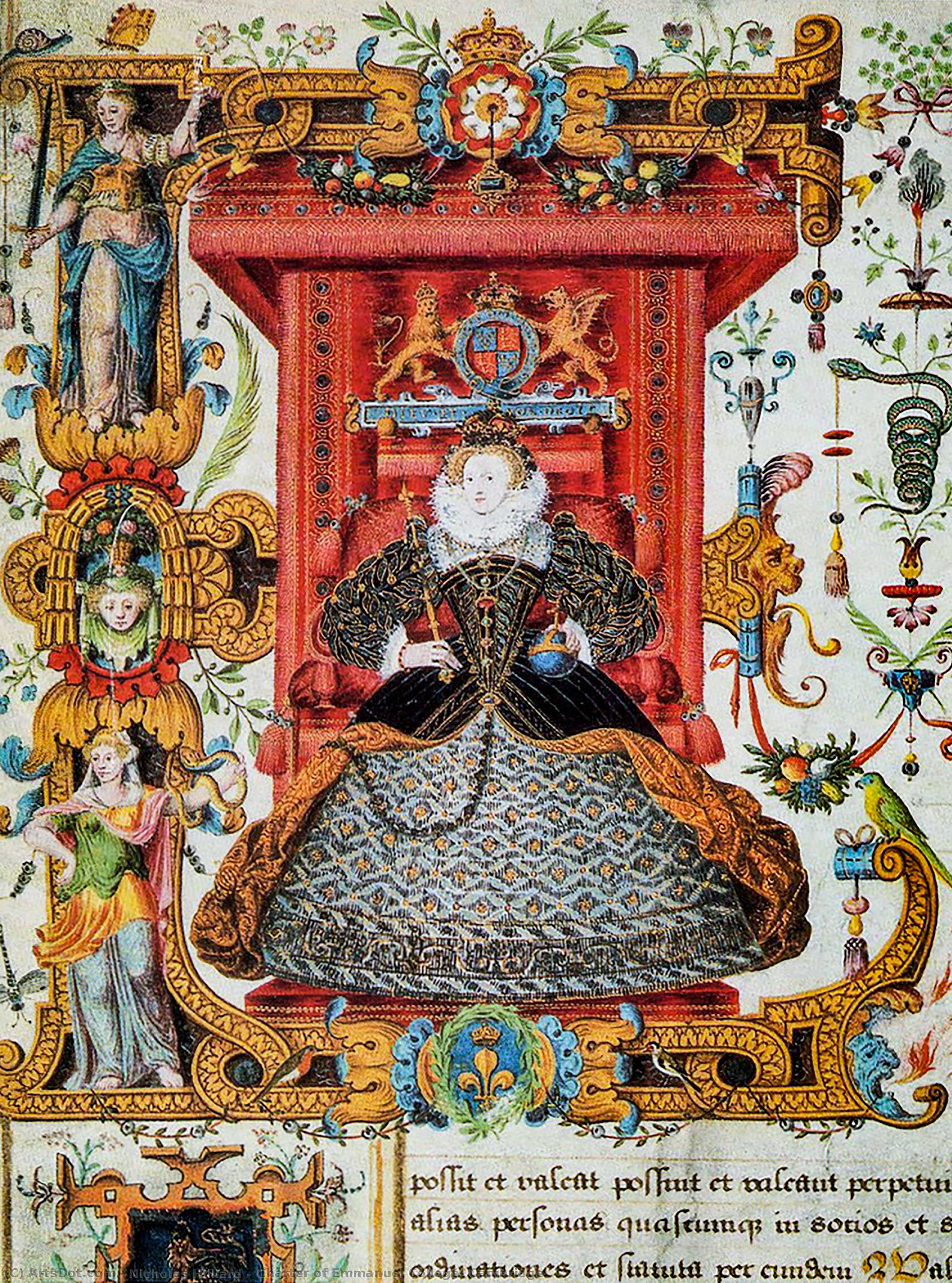 Wikioo.org - The Encyclopedia of Fine Arts - Painting, Artwork by Nicholas Hilliard - Charter of Emmanuel College, Cambridge