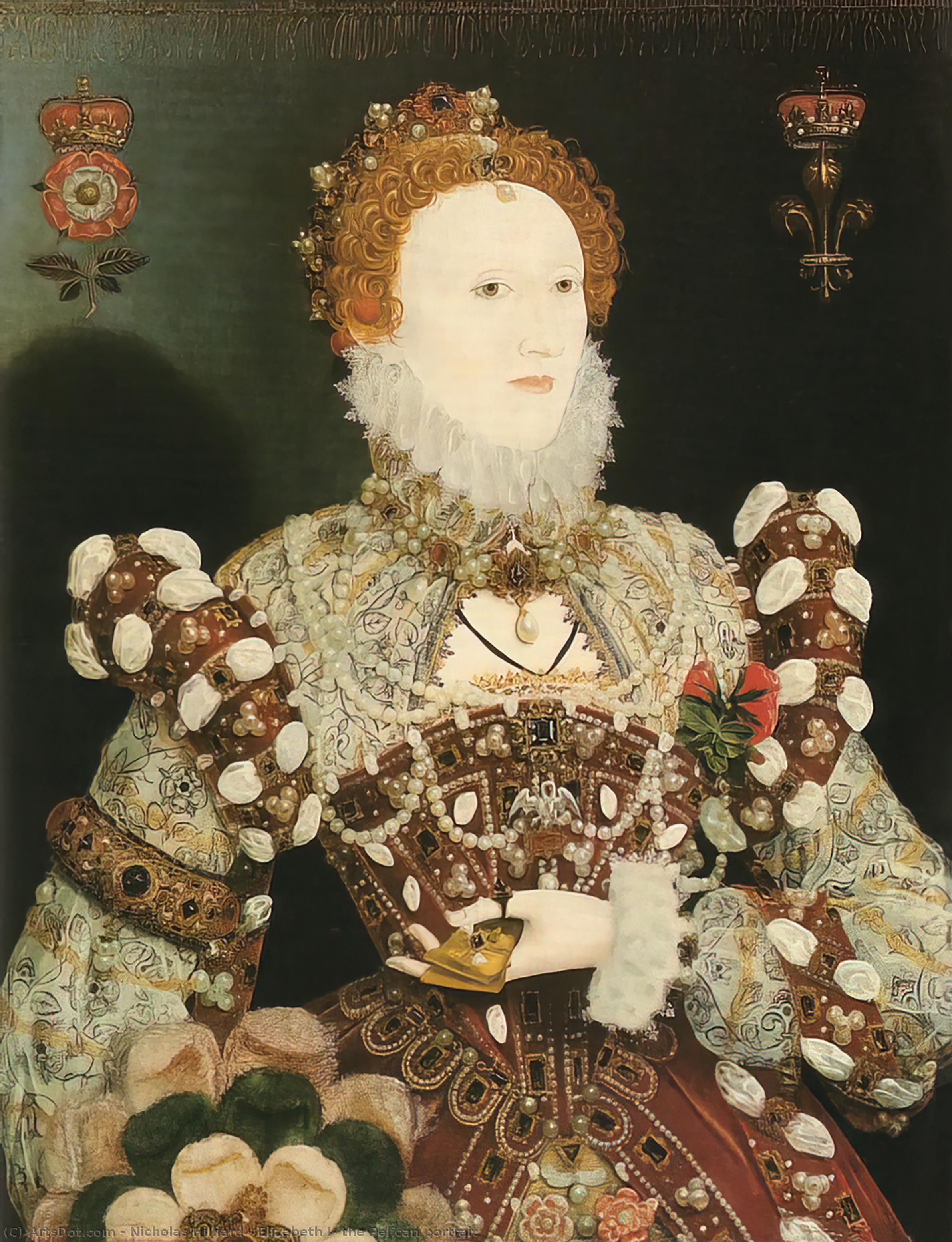 WikiOO.org - Encyclopedia of Fine Arts - Målning, konstverk Nicholas Hilliard - Elizabeth I, the Pelican portrait