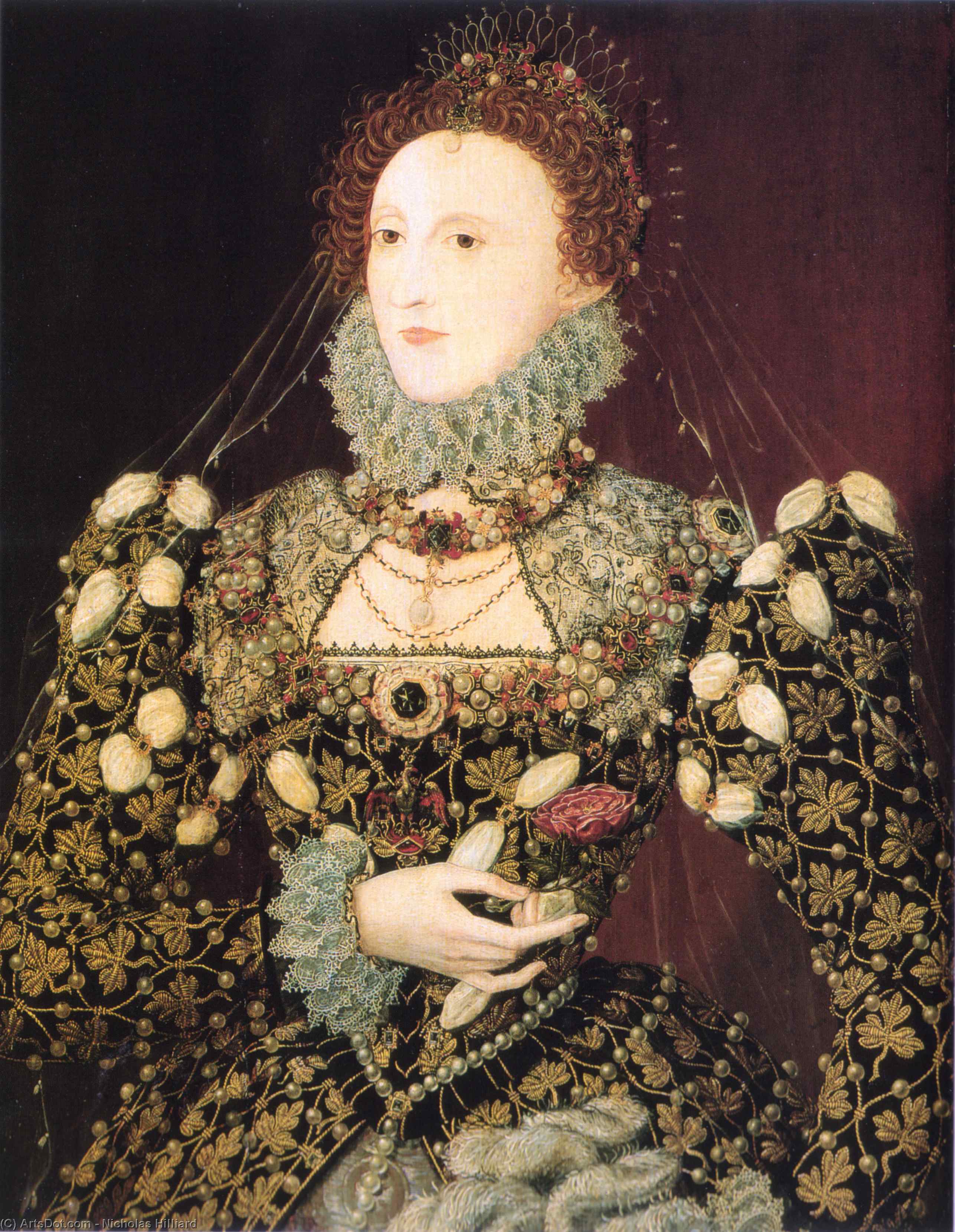 Wikioo.org - The Encyclopedia of Fine Arts - Painting, Artwork by Nicholas Hilliard - Elizabeth I, the Phoenix portrait