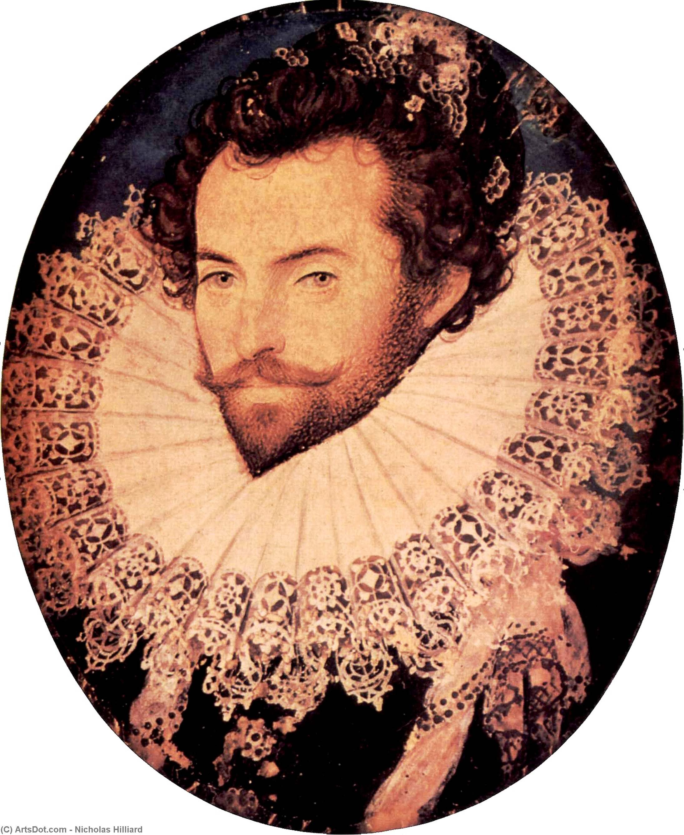 Wikioo.org - The Encyclopedia of Fine Arts - Painting, Artwork by Nicholas Hilliard - Sir Walter Raleigh