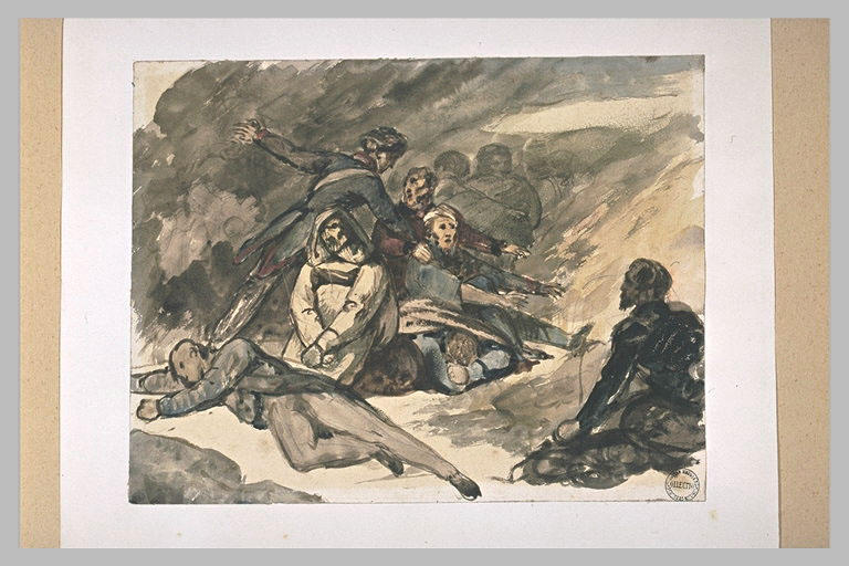 WikiOO.org - Encyclopedia of Fine Arts - Maalaus, taideteos Richard Parkes Bonington - Group of wounded soldiers