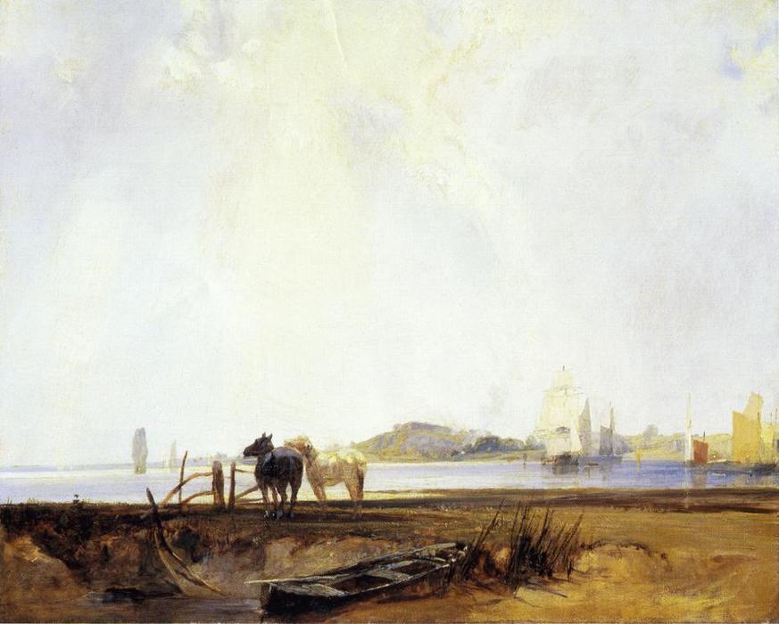 Wikioo.org - The Encyclopedia of Fine Arts - Painting, Artwork by Richard Parkes Bonington - Landscape near Quilleboeuf