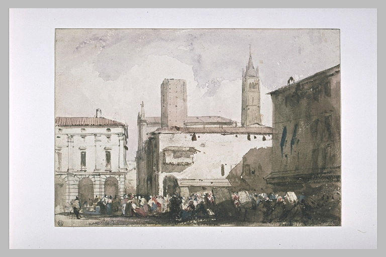 WikiOO.org - Εγκυκλοπαίδεια Καλών Τεχνών - Ζωγραφική, έργα τέχνης Richard Parkes Bonington - Piazza Bologna