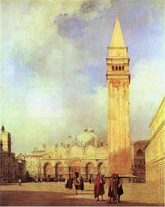 Wikioo.org - Bách khoa toàn thư về mỹ thuật - Vẽ tranh, Tác phẩm nghệ thuật Richard Parkes Bonington - Piazza San Marco, Venice
