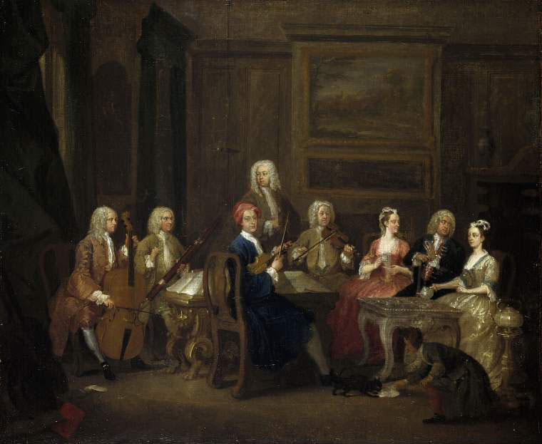 Wikoo.org - موسوعة الفنون الجميلة - اللوحة، العمل الفني William Hogarth - A Musical Party, The Mathias family