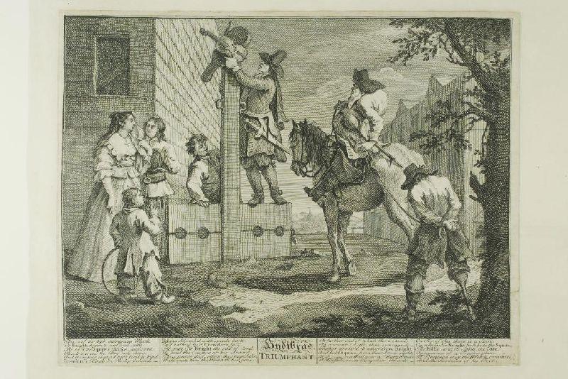 Wikioo.org - The Encyclopedia of Fine Arts - Painting, Artwork by William Hogarth - Hudibras Triumphant, plate four from Hudibras