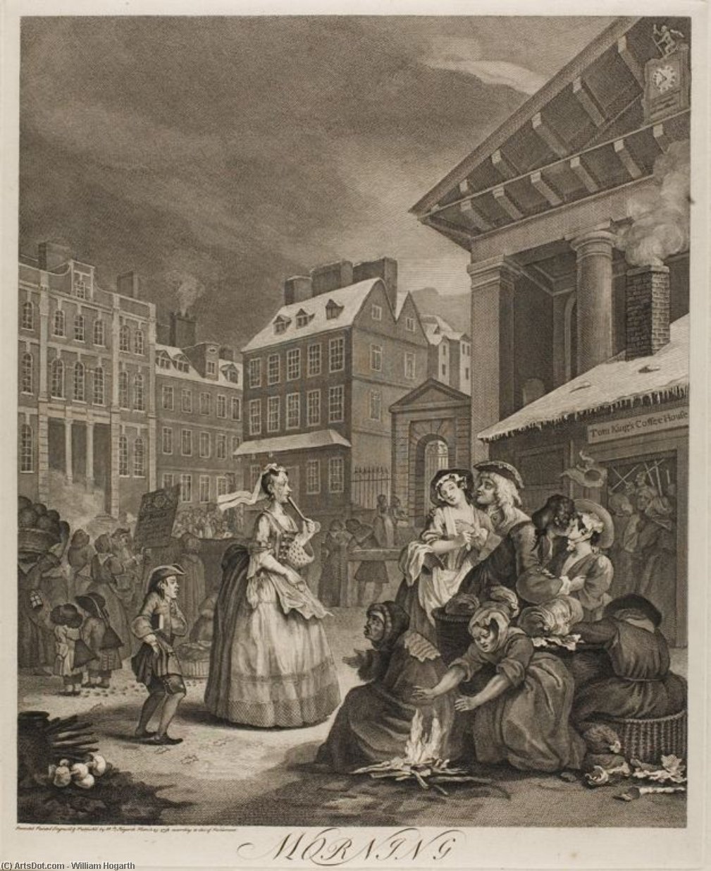 Wikioo.org - The Encyclopedia of Fine Arts - Painting, Artwork by William Hogarth - Morning, plate one from The Four Times of the Day