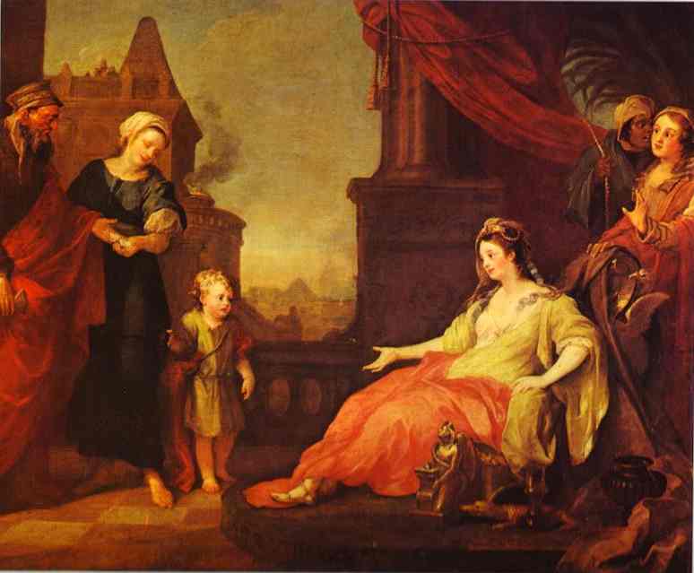 WikiOO.org - Enciklopedija dailės - Tapyba, meno kuriniai William Hogarth - Moses Brought to Pharoah's Daughter