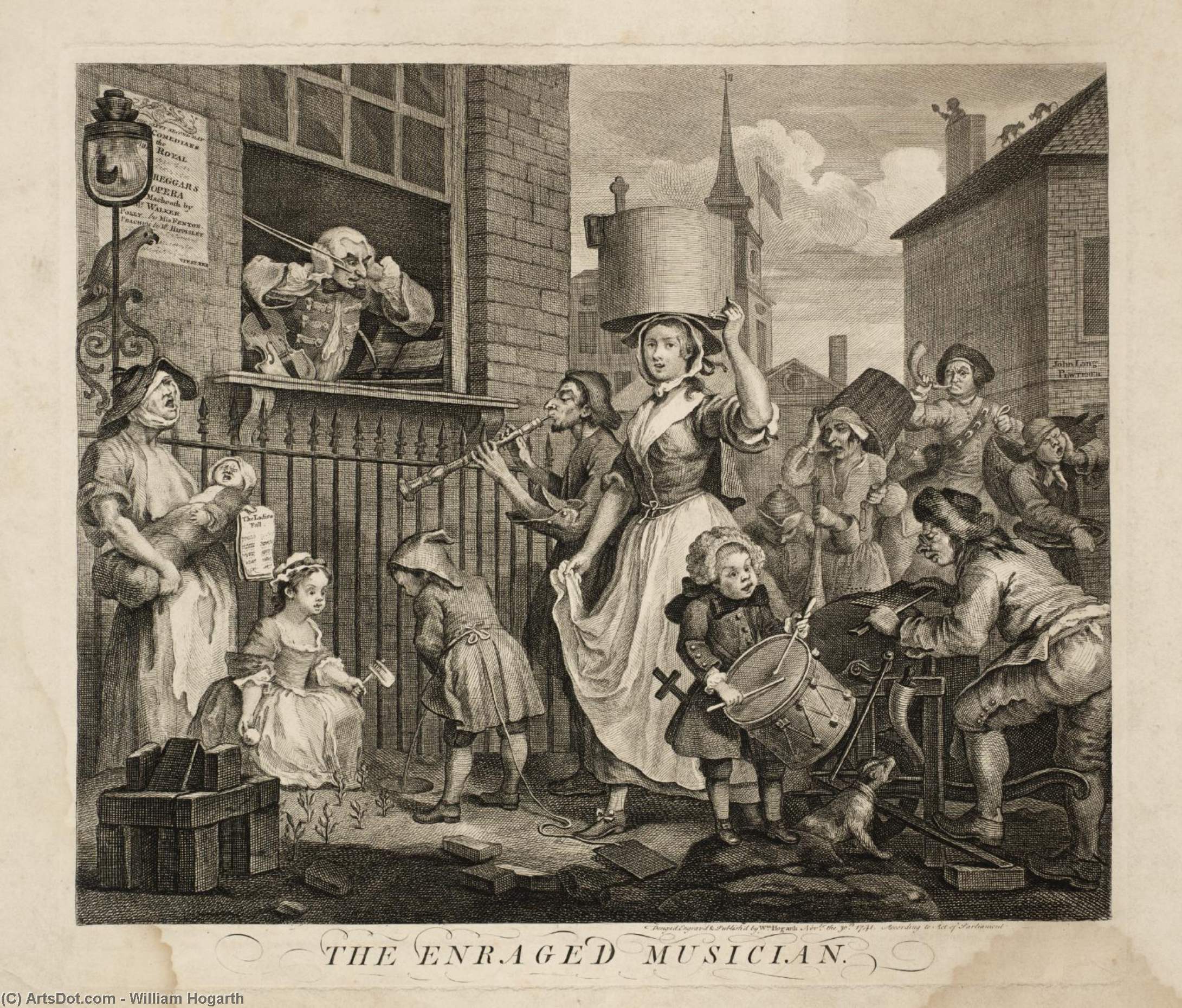 WikiOO.org - Enciklopedija dailės - Tapyba, meno kuriniai William Hogarth - Plate seven, from A Rake's Progress