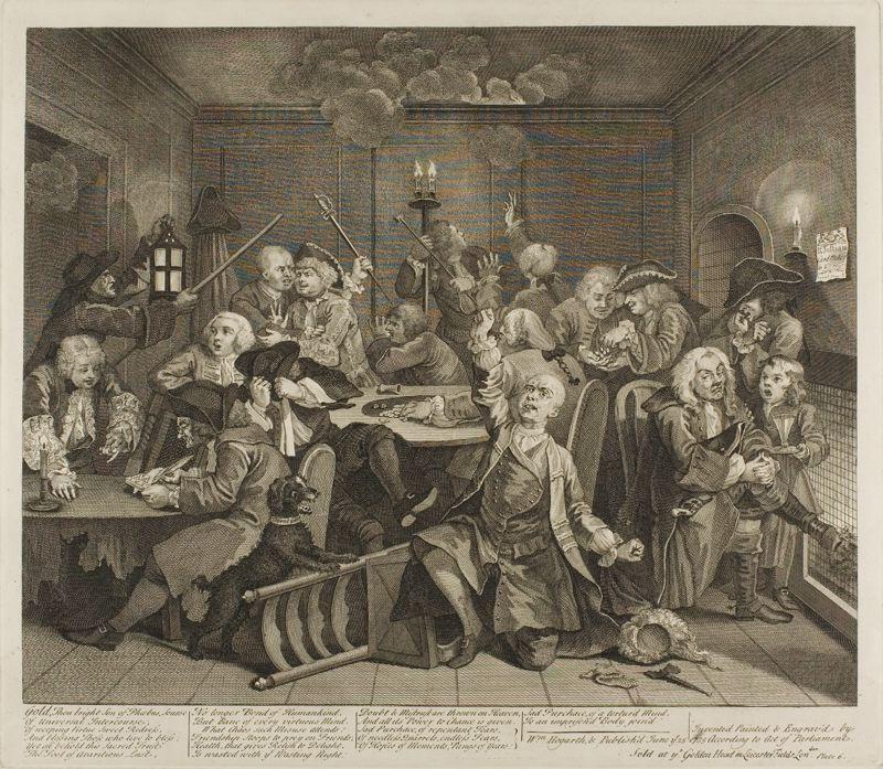 WikiOO.org - אנציקלופדיה לאמנויות יפות - ציור, יצירות אמנות William Hogarth - Plate six, from A Rake's Progress