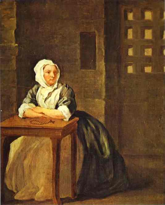 Wikioo.org - The Encyclopedia of Fine Arts - Painting, Artwork by William Hogarth - Sarah Malcolm in Prison