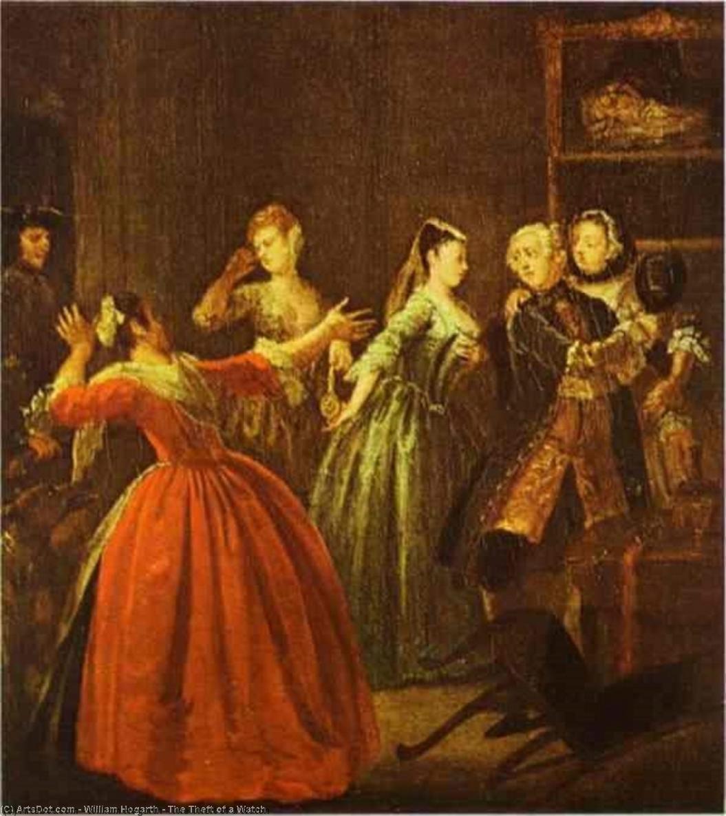 Wikioo.org - The Encyclopedia of Fine Arts - Painting, Artwork by William Hogarth - The Theft of a Watch