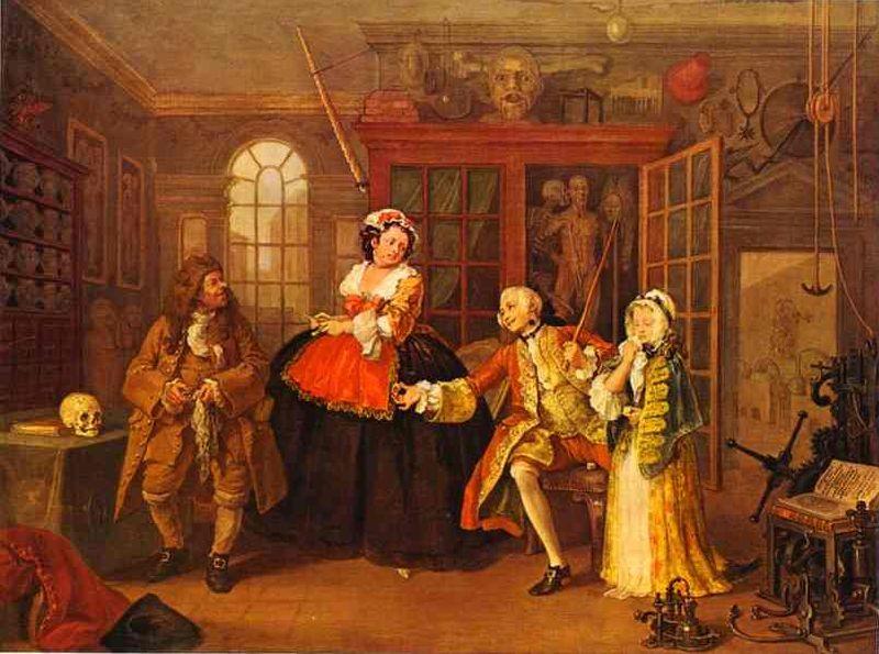 Wikioo.org - The Encyclopedia of Fine Arts - Painting, Artwork by William Hogarth - The Visit to the Quack Doctor