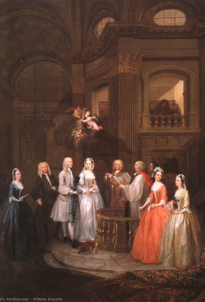 WikiOO.org - Enciklopedija dailės - Tapyba, meno kuriniai William Hogarth - The Wedding of Stephen Bechingham and Mary Cox