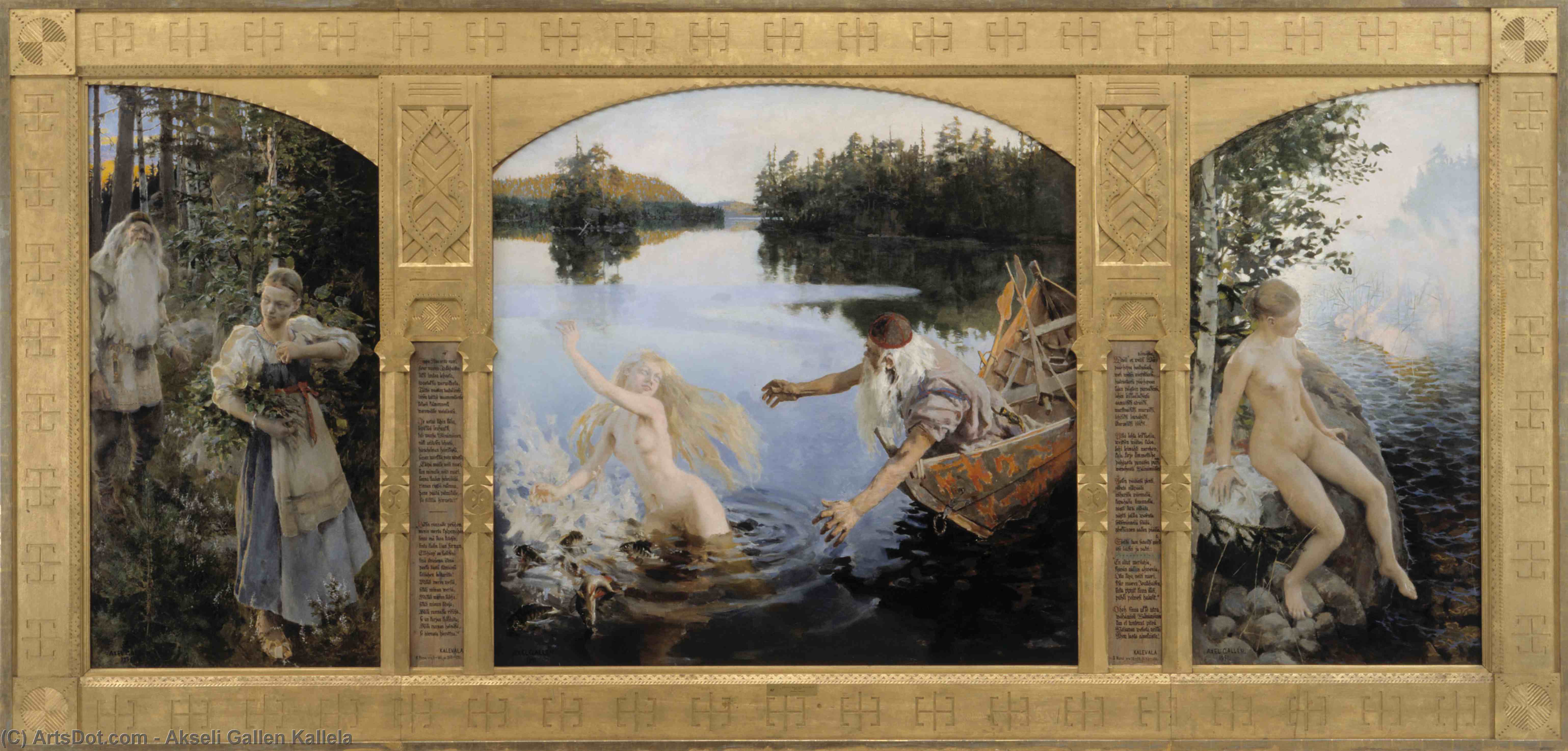 Wikioo.org - The Encyclopedia of Fine Arts - Painting, Artwork by Akseli Gallen Kallela - Aino Myth, Triptych