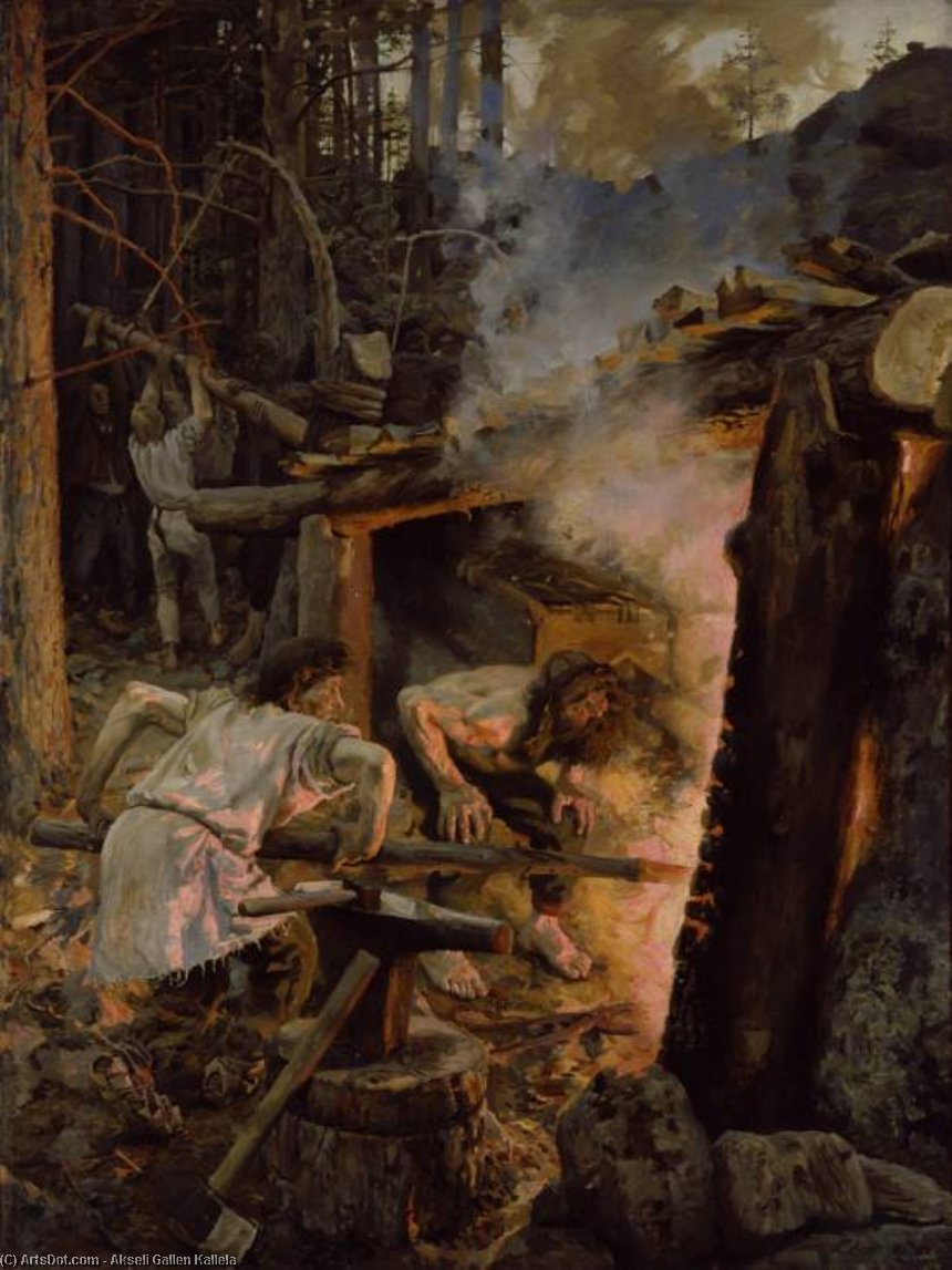 Wikioo.org - The Encyclopedia of Fine Arts - Painting, Artwork by Akseli Gallen Kallela - Forging of the Sampo