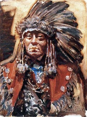 Wikioo.org - The Encyclopedia of Fine Arts - Painting, Artwork by Akseli Gallen Kallela - Indian chief