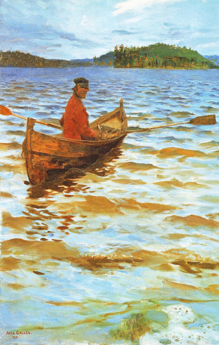 Wikioo.org - The Encyclopedia of Fine Arts - Painting, Artwork by Akseli Gallen Kallela - Rowing to the Shore