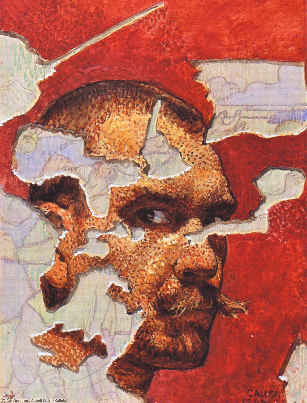 WikiOO.org - Енциклопедия за изящни изкуства - Живопис, Произведения на изкуството Akseli Gallen Kallela - Self-Portrait in a Fresco